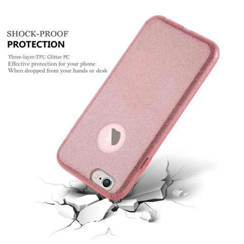 Cadorabo Hülle kompatibel mit Apple iPhone 6 / 6S TPU Silikon und Hard Case Schutzhülle im Glitzer Design