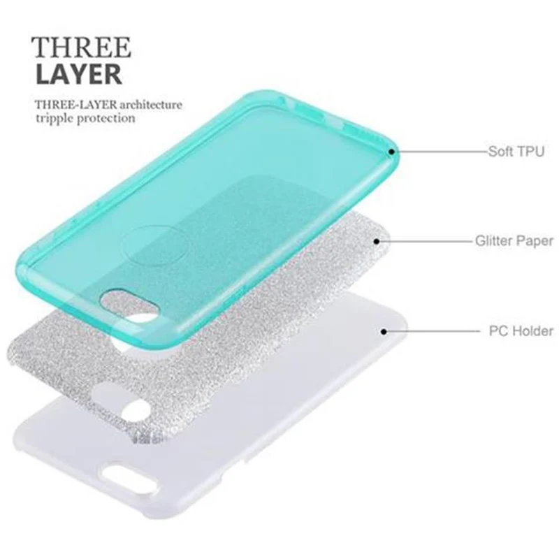 Cadorabo Hülle kompatibel mit Apple iPhone 6 / 6S TPU Silikon und Hard Case Schutzhülle im Glitzer Design