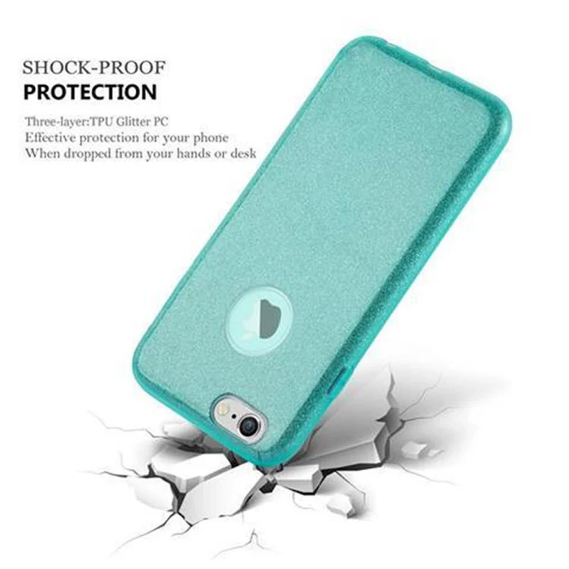 Cadorabo Hülle kompatibel mit Apple iPhone 6 / 6S TPU Silikon und Hard Case Schutzhülle im Glitzer Design