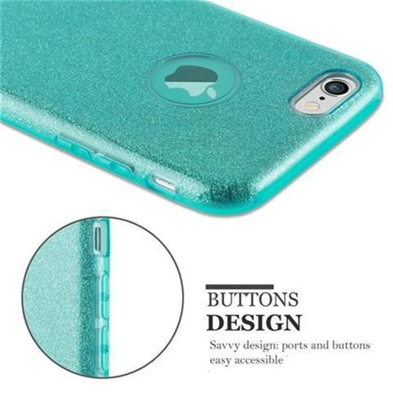 Cadorabo Hülle kompatibel mit Apple iPhone 6 / 6S TPU Silikon und Hard Case Schutzhülle im Glitzer Design