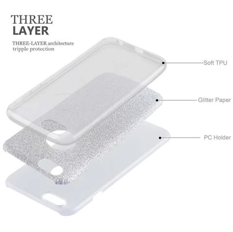 Cadorabo Hülle kompatibel mit Apple iPhone 6 / 6S TPU Silikon und Hard Case Schutzhülle im Glitzer Design