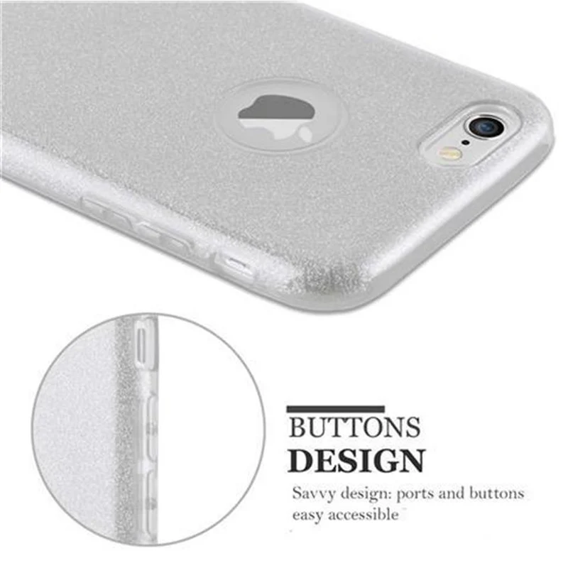Cadorabo Hülle kompatibel mit Apple iPhone 6 / 6S TPU Silikon und Hard Case Schutzhülle im Glitzer Design