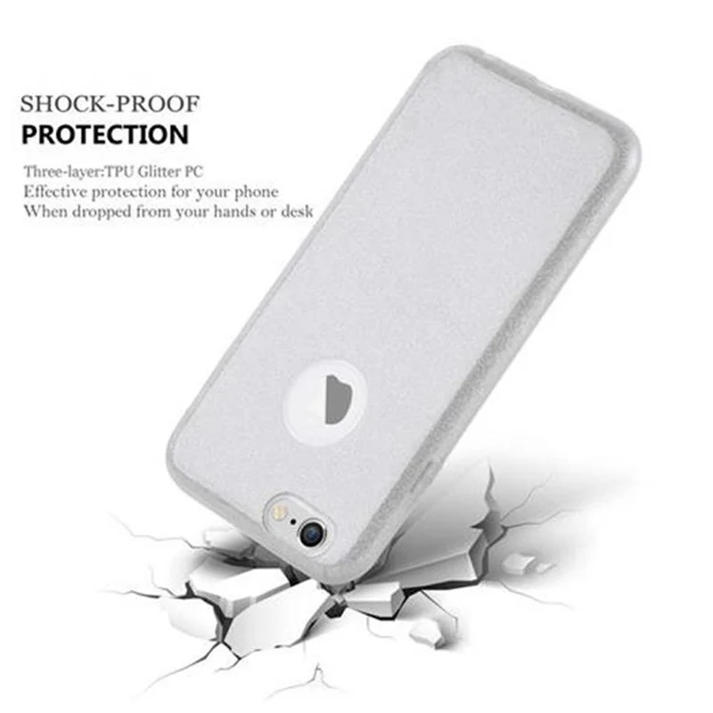 Cadorabo Hülle kompatibel mit Apple iPhone 6 / 6S TPU Silikon und Hard Case Schutzhülle im Glitzer Design
