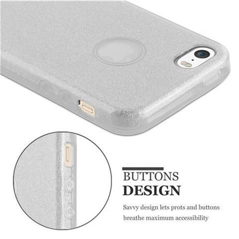 Cadorabo Hülle kompatibel mit Apple iPhone 5 / 5S / SE 2016 TPU Silikon und Hard Case Schutzhülle im Glitzer Design