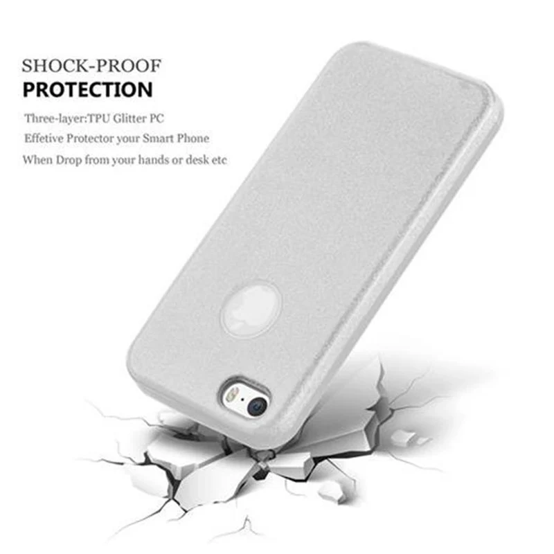 Cadorabo Hülle kompatibel mit Apple iPhone 5 / 5S / SE 2016 TPU Silikon und Hard Case Schutzhülle im Glitzer Design