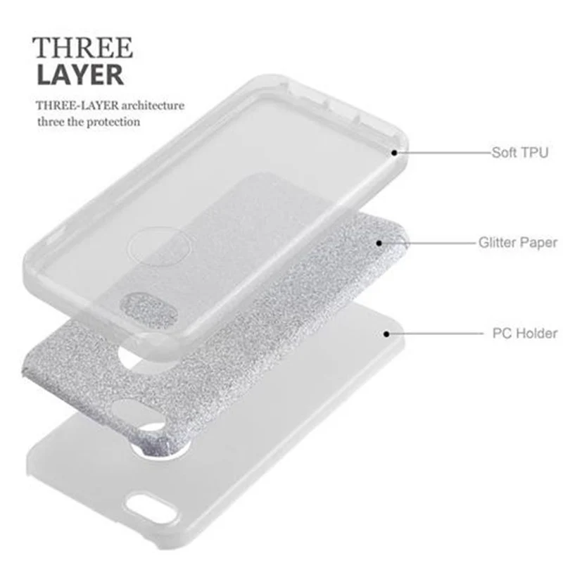 Cadorabo Hülle kompatibel mit Apple iPhone 5 / 5S / SE 2016 TPU Silikon und Hard Case Schutzhülle im Glitzer Design