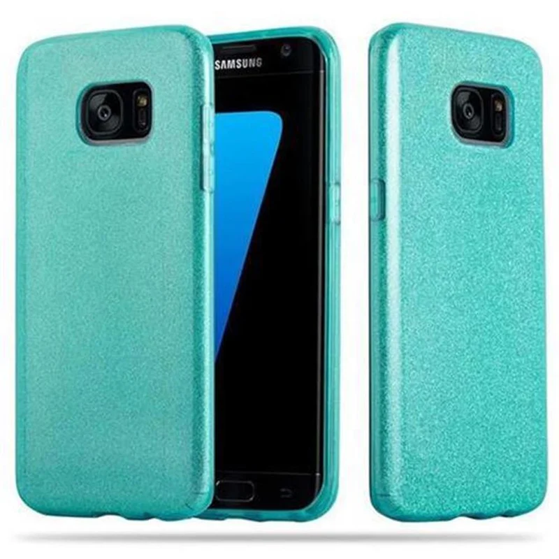 Cadorabo Hülle kompatibel mit Samsung Galaxy S7 EDGE TPU Silikon und Hard Case Schutzhülle im Glitzer Design