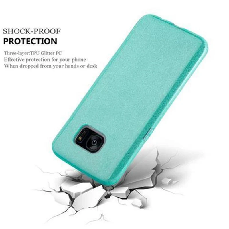 Cadorabo Hülle kompatibel mit Samsung Galaxy S7 EDGE TPU Silikon und Hard Case Schutzhülle im Glitzer Design
