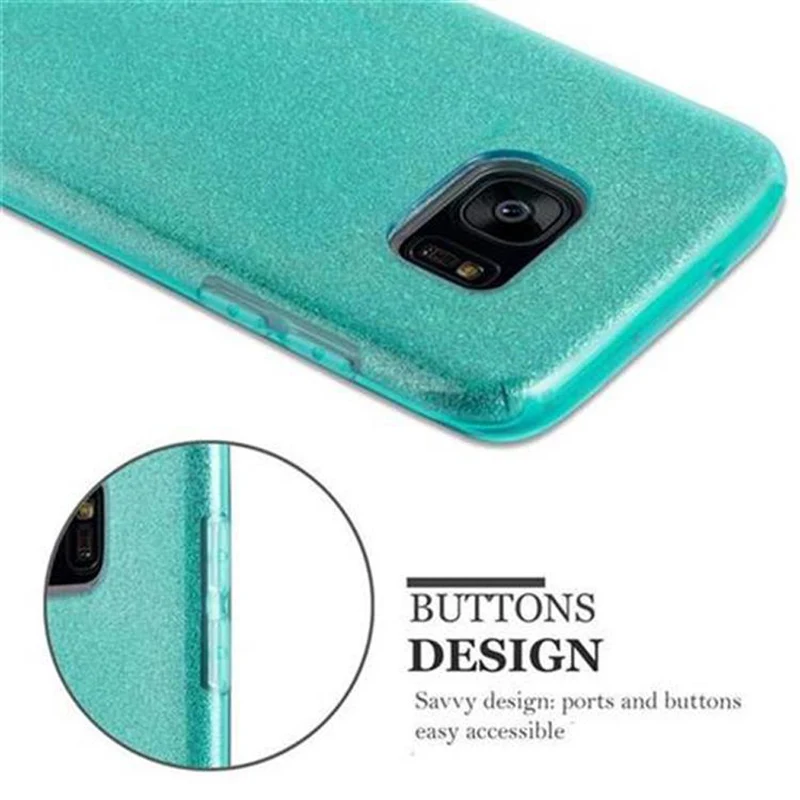Cadorabo Hülle kompatibel mit Samsung Galaxy S7 EDGE TPU Silikon und Hard Case Schutzhülle im Glitzer Design