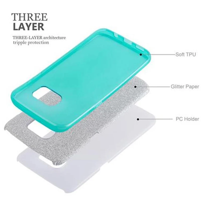 Cadorabo Hülle kompatibel mit Samsung Galaxy S7 EDGE TPU Silikon und Hard Case Schutzhülle im Glitzer Design