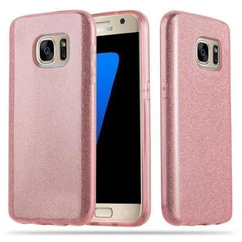 Cadorabo Hülle kompatibel mit Samsung Galaxy S7 TPU Silikon und Hard Case Schutzhülle im Glitzer Design