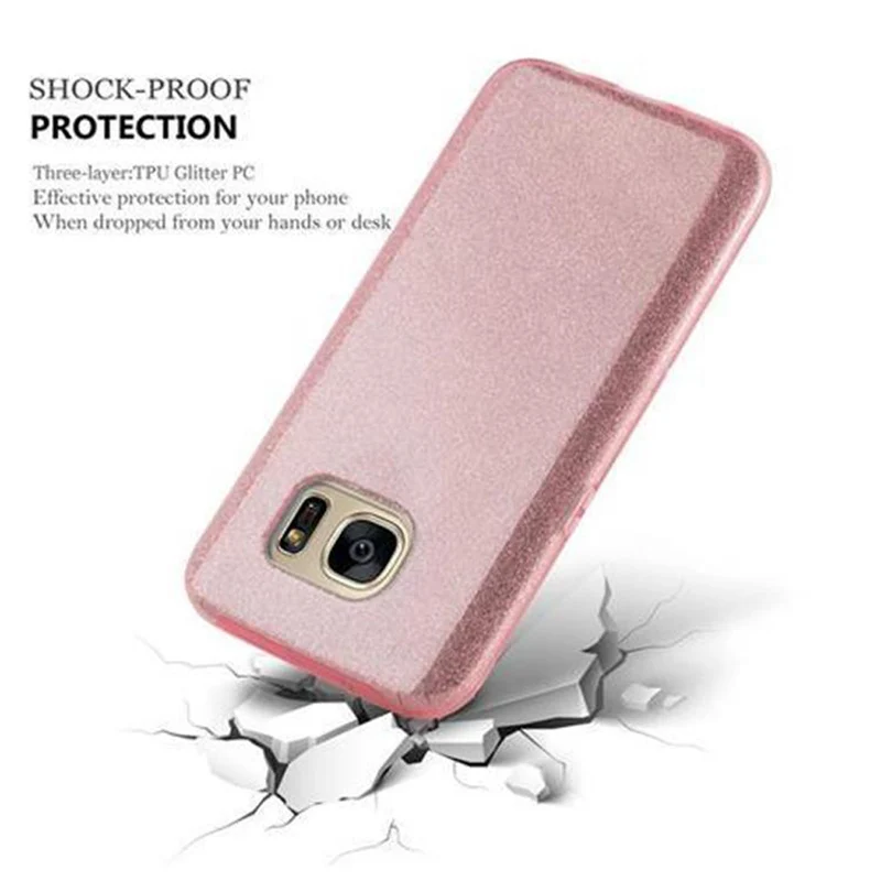 Cadorabo Hülle kompatibel mit Samsung Galaxy S7 TPU Silikon und Hard Case Schutzhülle im Glitzer Design