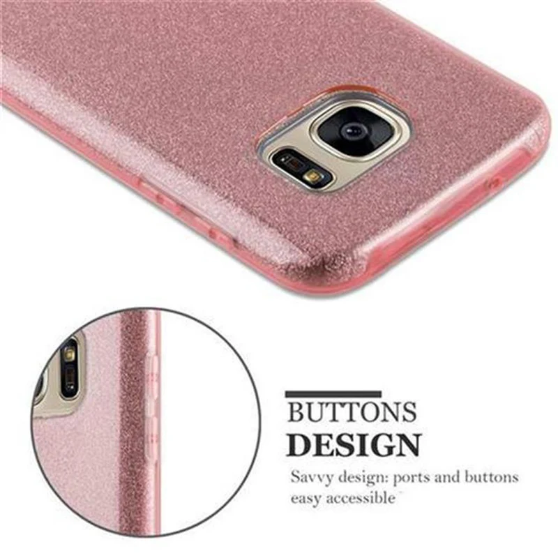 Cadorabo Hülle kompatibel mit Samsung Galaxy S7 TPU Silikon und Hard Case Schutzhülle im Glitzer Design