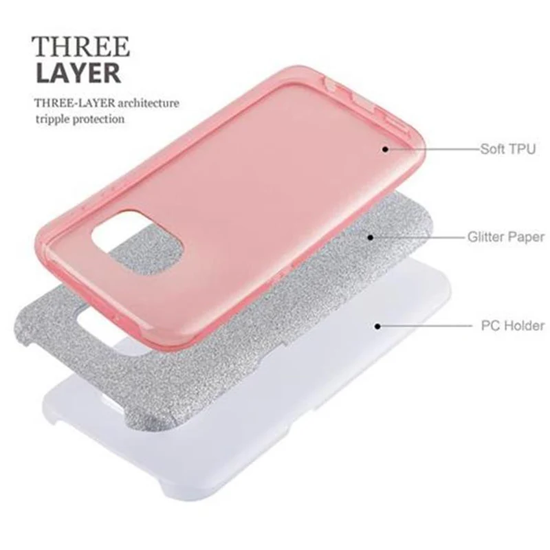 Cadorabo Hülle kompatibel mit Samsung Galaxy S7 TPU Silikon und Hard Case Schutzhülle im Glitzer Design