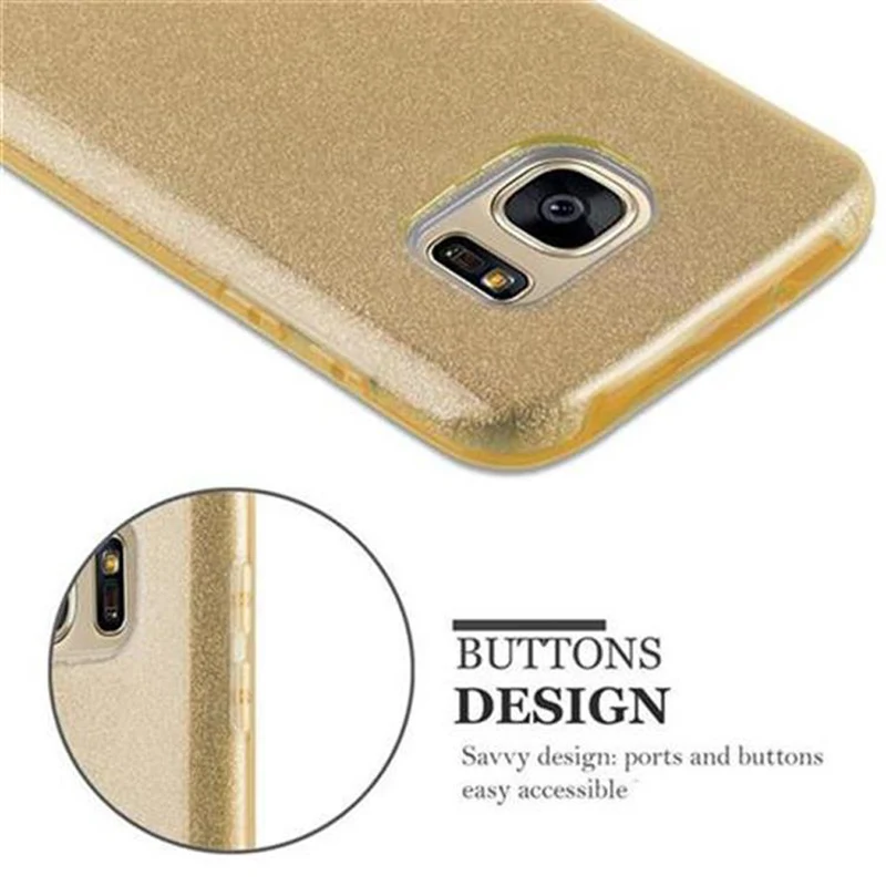 Cadorabo Hülle kompatibel mit Samsung Galaxy S7 TPU Silikon und Hard Case Schutzhülle im Glitzer Design