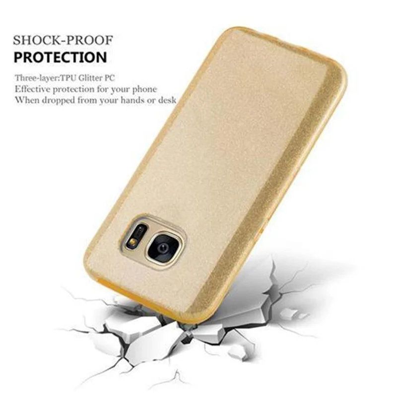 Cadorabo Hülle kompatibel mit Samsung Galaxy S7 TPU Silikon und Hard Case Schutzhülle im Glitzer Design