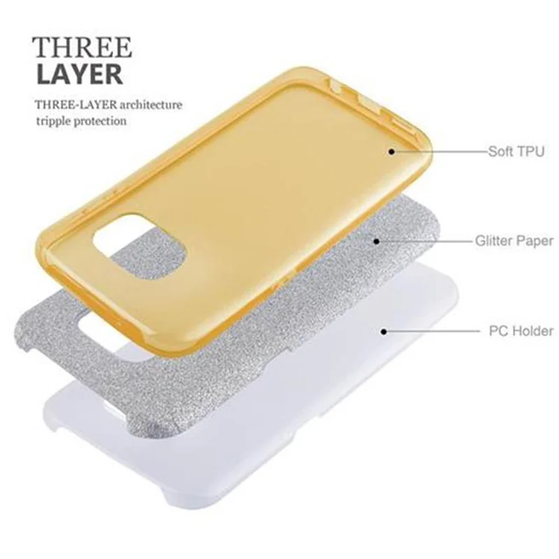Cadorabo Hülle kompatibel mit Samsung Galaxy S7 TPU Silikon und Hard Case Schutzhülle im Glitzer Design