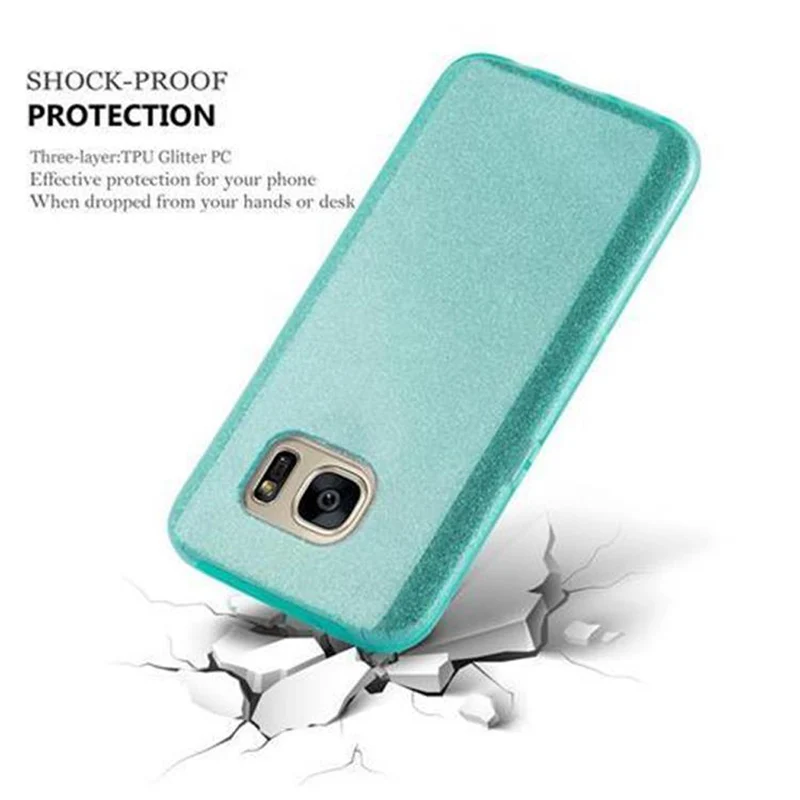 Cadorabo Hülle kompatibel mit Samsung Galaxy S7 TPU Silikon und Hard Case Schutzhülle im Glitzer Design