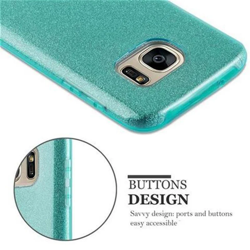 Cadorabo Hülle kompatibel mit Samsung Galaxy S7 TPU Silikon und Hard Case Schutzhülle im Glitzer Design