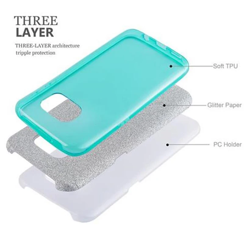 Cadorabo Hülle kompatibel mit Samsung Galaxy S7 TPU Silikon und Hard Case Schutzhülle im Glitzer Design
