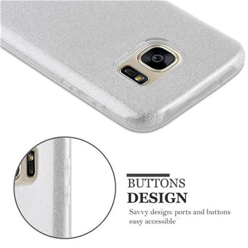 Cadorabo Hülle kompatibel mit Samsung Galaxy S7 TPU Silikon und Hard Case Schutzhülle im Glitzer Design