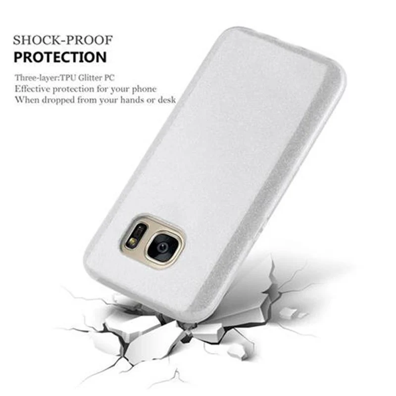 Cadorabo Hülle kompatibel mit Samsung Galaxy S7 TPU Silikon und Hard Case Schutzhülle im Glitzer Design