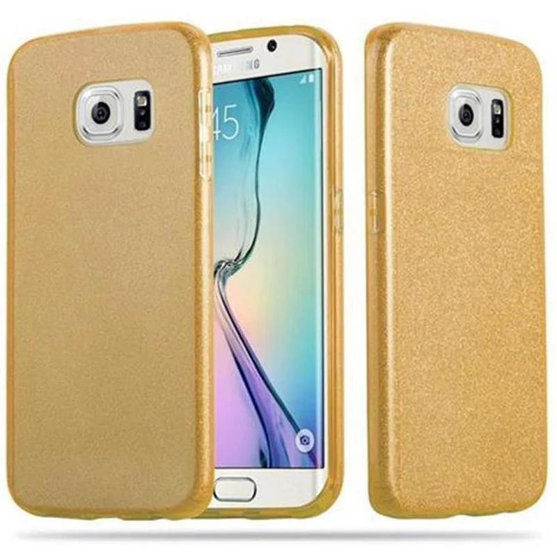 Cadorabo Hülle kompatibel mit Samsung Galaxy S6 EDGE TPU Silikon und Hard Case Schutzhülle im Glitzer Design