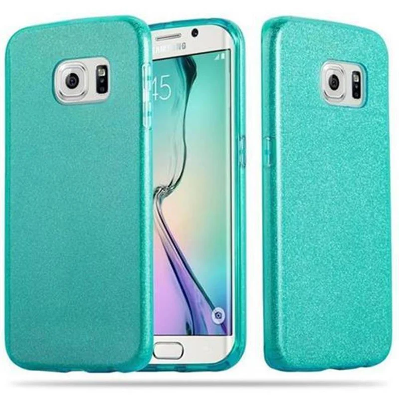 Cadorabo Hülle kompatibel mit Samsung Galaxy S6 EDGE TPU Silikon und Hard Case Schutzhülle im Glitzer Design