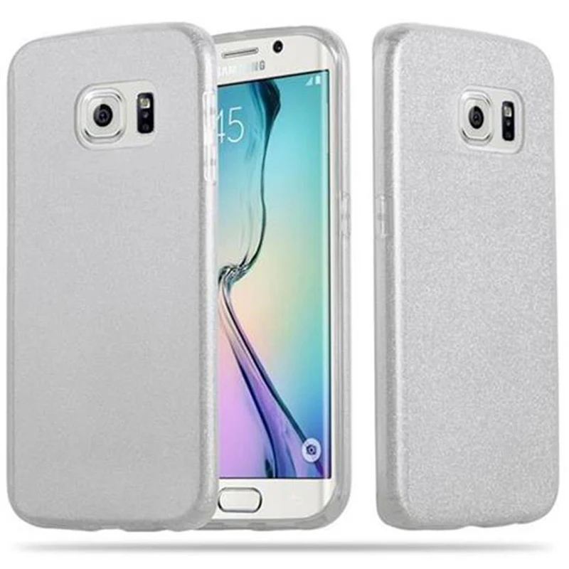 Cadorabo Hülle kompatibel mit Samsung Galaxy S6 EDGE TPU Silikon und Hard Case Schutzhülle im Glitzer Design