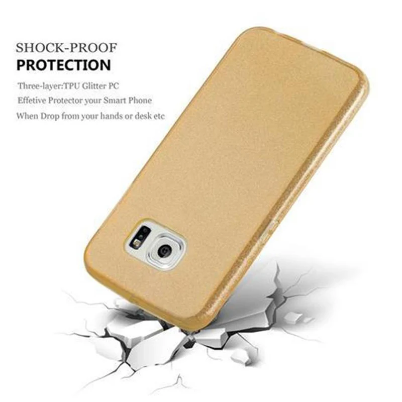 Cadorabo Hülle kompatibel mit Samsung Galaxy S6 EDGE TPU Silikon und Hard Case Schutzhülle im Glitzer Design