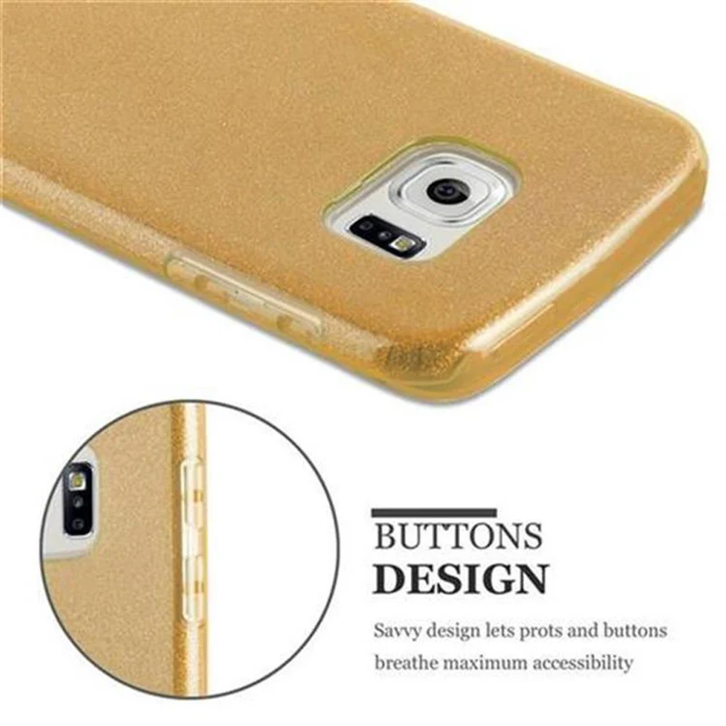 Cadorabo Hülle kompatibel mit Samsung Galaxy S6 EDGE TPU Silikon und Hard Case Schutzhülle im Glitzer Design