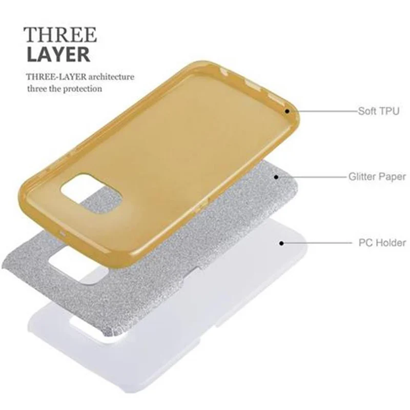 Cadorabo Hülle kompatibel mit Samsung Galaxy S6 EDGE TPU Silikon und Hard Case Schutzhülle im Glitzer Design