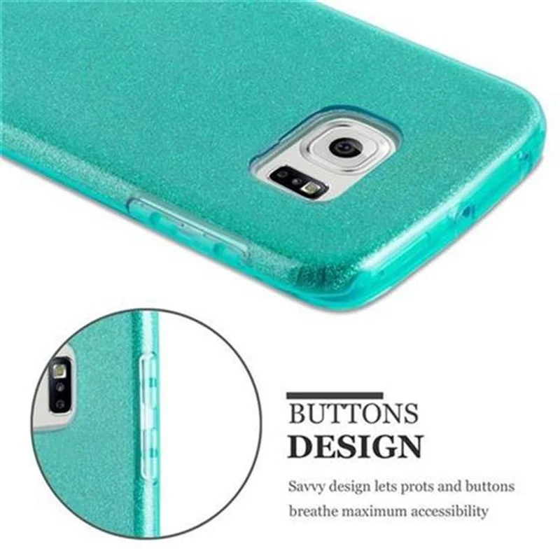 Cadorabo Hülle kompatibel mit Samsung Galaxy S6 EDGE TPU Silikon und Hard Case Schutzhülle im Glitzer Design