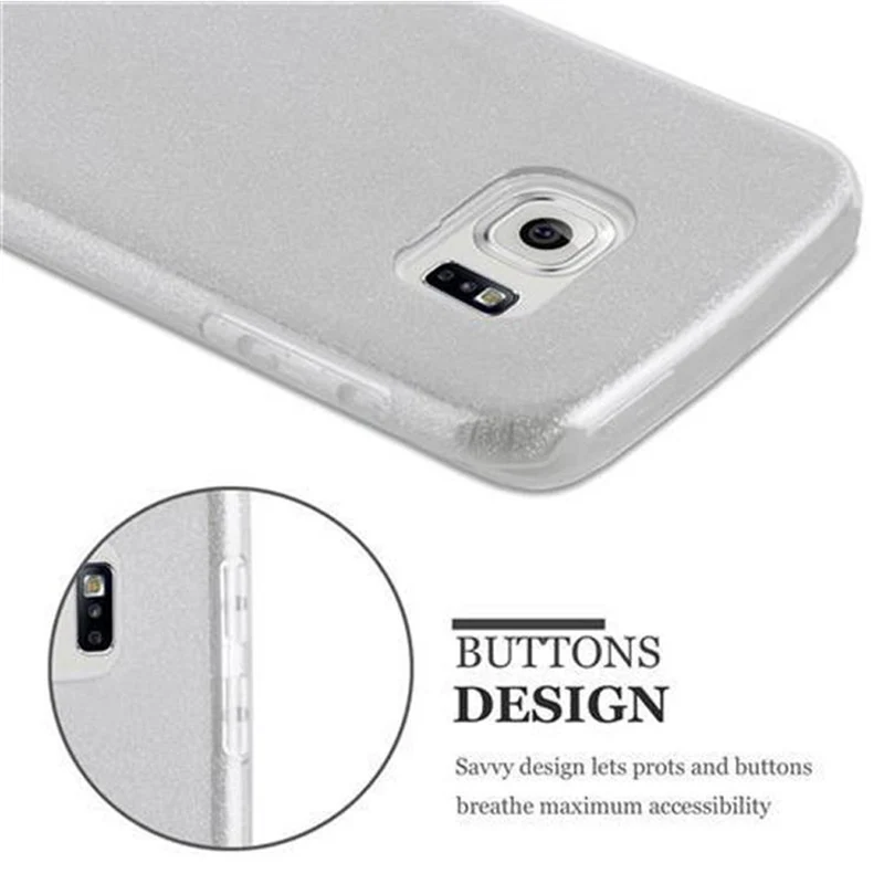Cadorabo Hülle kompatibel mit Samsung Galaxy S6 EDGE TPU Silikon und Hard Case Schutzhülle im Glitzer Design
