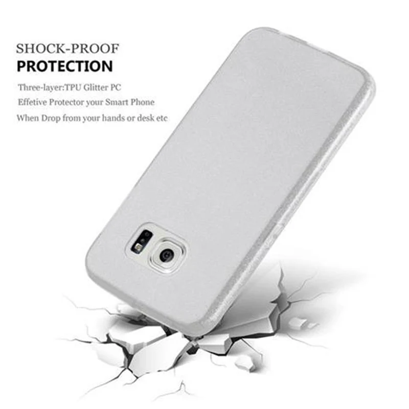 Cadorabo Hülle kompatibel mit Samsung Galaxy S6 EDGE TPU Silikon und Hard Case Schutzhülle im Glitzer Design