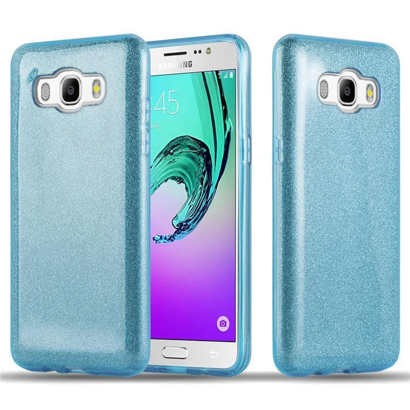 Cadorabo Hülle kompatibel mit Samsung Galaxy J5 2016 TPU Silikon und Hard Case Schutzhülle im Glitzer Design