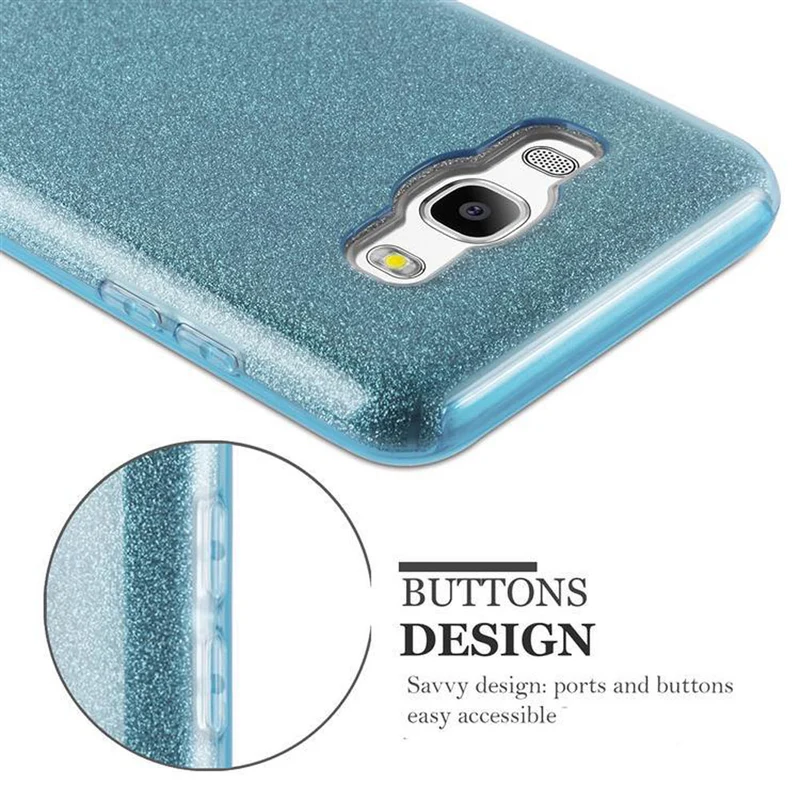 Cadorabo Hülle kompatibel mit Samsung Galaxy J5 2016 TPU Silikon und Hard Case Schutzhülle im Glitzer Design