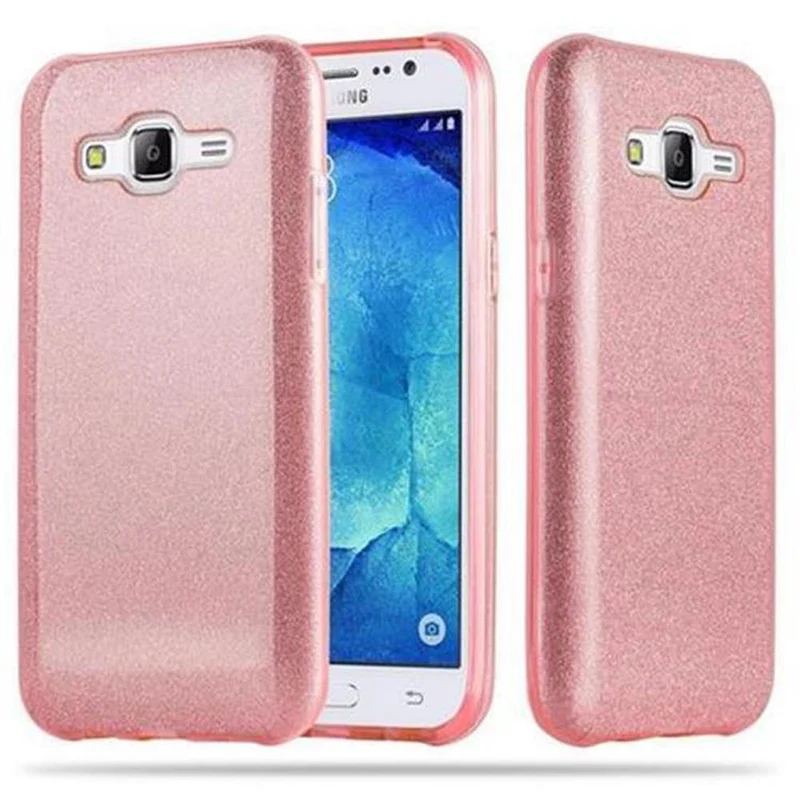 Cadorabo Hülle kompatibel mit Samsung Galaxy J5 2015 TPU Silikon und Hard Case Schutzhülle im Glitzer Design