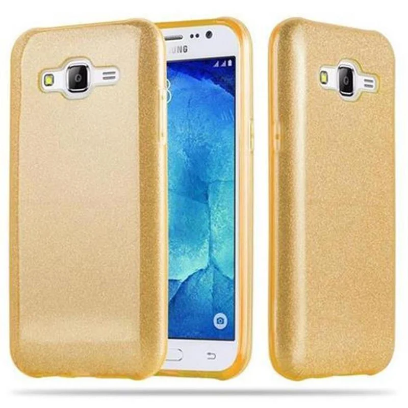 Cadorabo Hülle kompatibel mit Samsung Galaxy J5 2015 TPU Silikon und Hard Case Schutzhülle im Glitzer Design