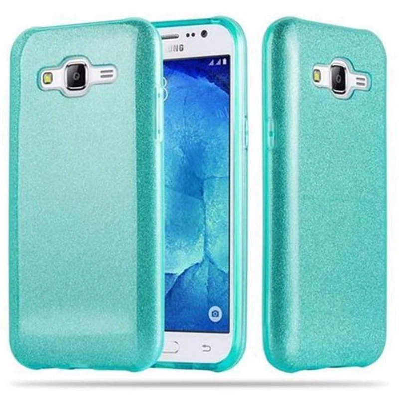 Cadorabo Hülle kompatibel mit Samsung Galaxy J5 2015 TPU Silikon und Hard Case Schutzhülle im Glitzer Design