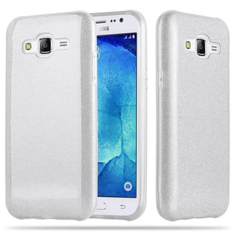Cadorabo Hülle kompatibel mit Samsung Galaxy J5 2015 TPU Silikon und Hard Case Schutzhülle im Glitzer Design