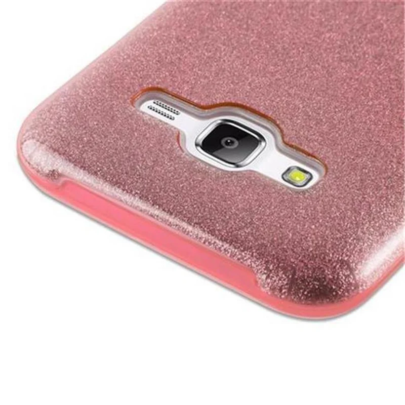 Cadorabo Hülle kompatibel mit Samsung Galaxy J5 2015 TPU Silikon und Hard Case Schutzhülle im Glitzer Design
