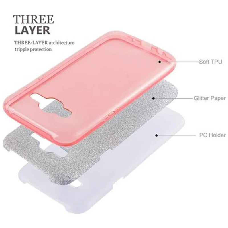 Cadorabo Hülle kompatibel mit Samsung Galaxy J5 2015 TPU Silikon und Hard Case Schutzhülle im Glitzer Design