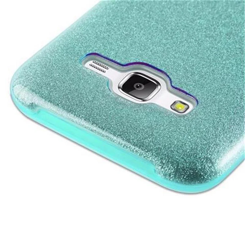 Cadorabo Hülle kompatibel mit Samsung Galaxy J5 2015 TPU Silikon und Hard Case Schutzhülle im Glitzer Design