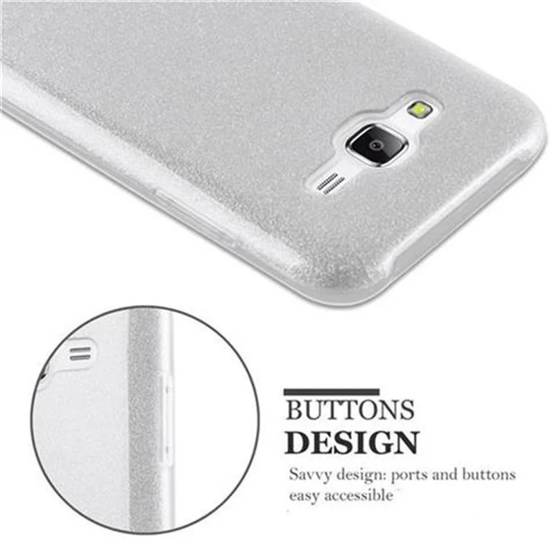 Cadorabo Hülle kompatibel mit Samsung Galaxy J5 2015 TPU Silikon und Hard Case Schutzhülle im Glitzer Design