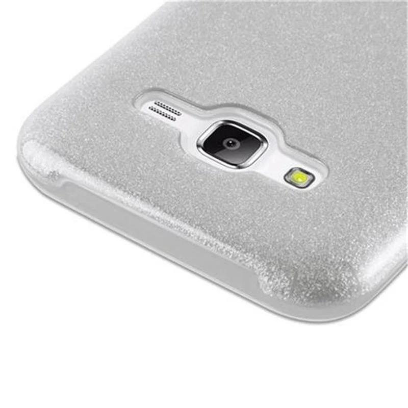 Cadorabo Hülle kompatibel mit Samsung Galaxy J5 2015 TPU Silikon und Hard Case Schutzhülle im Glitzer Design