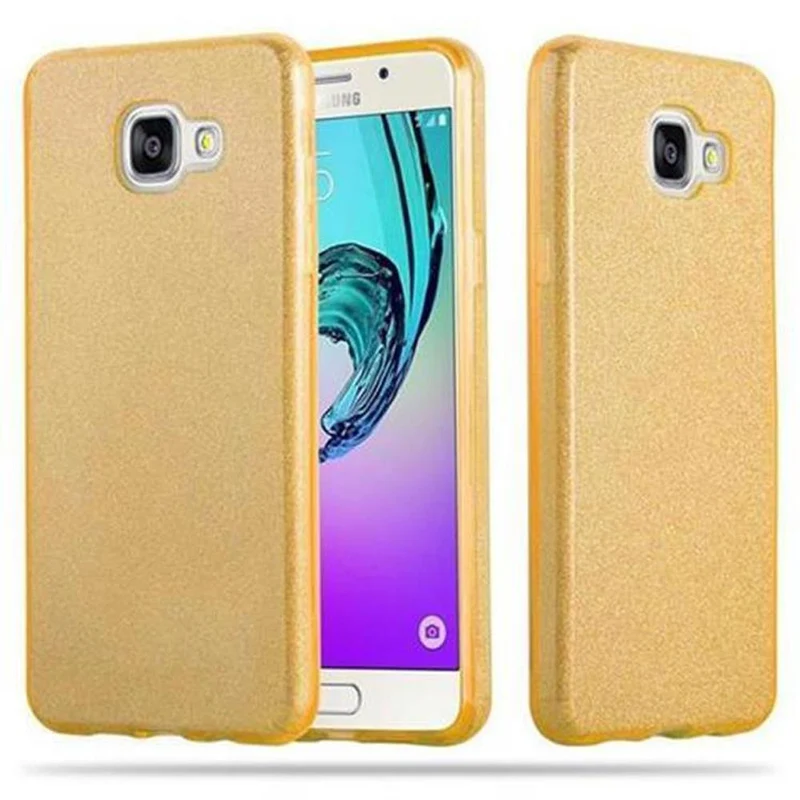 Cadorabo Hülle kompatibel mit Samsung Galaxy A5 2016 TPU Silikon und Hard Case Schutzhülle im Glitzer Design