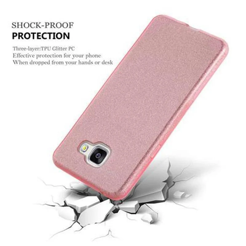 Cadorabo Hülle kompatibel mit Samsung Galaxy A5 2016 TPU Silikon und Hard Case Schutzhülle im Glitzer Design