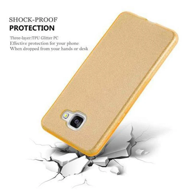 Cadorabo Hülle kompatibel mit Samsung Galaxy A5 2016 TPU Silikon und Hard Case Schutzhülle im Glitzer Design