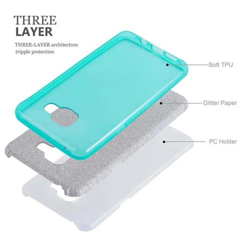 Cadorabo Hülle kompatibel mit Samsung Galaxy A5 2016 TPU Silikon und Hard Case Schutzhülle im Glitzer Design